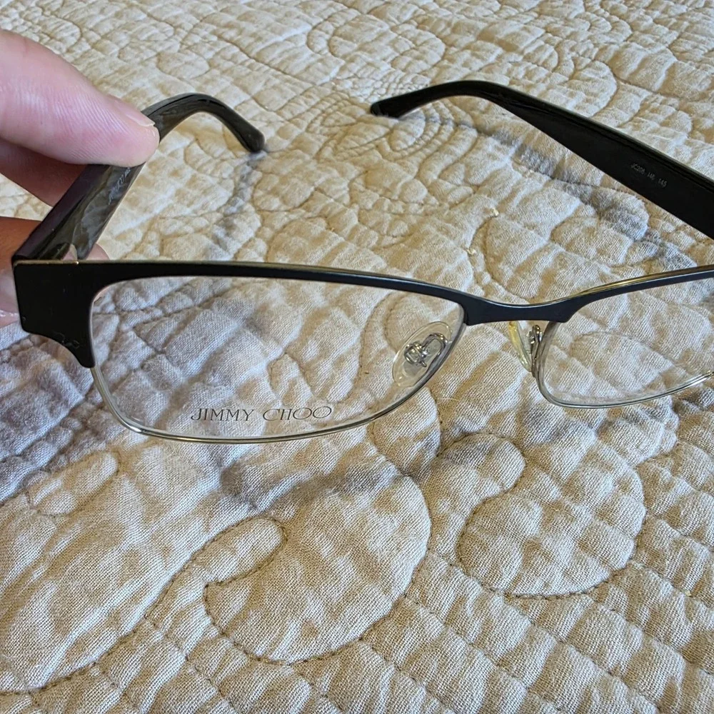 Jimmy Choo JC206 Women's Eyeglasses Black Metal Star Temple Frames w/ Case Italy